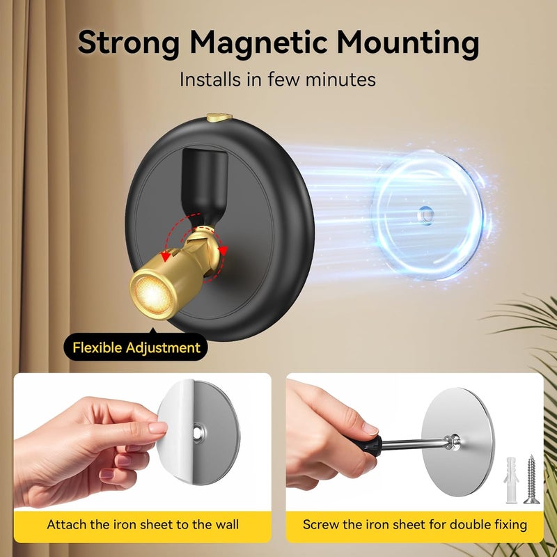 Ler0ktr Rechargeable Battery LED Spotlight Indoor: Wireless Mini Art Accent Spot Lights with Timer Remote - Small Dimmable Uplight for Plants Display Painting Dartboard Artwork Portrait Closet - Image 4
